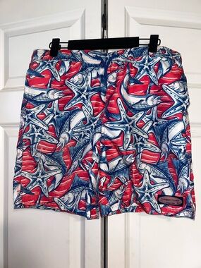 Vineyard Vines Red, Blue & White Starfish Swim Board Shorts